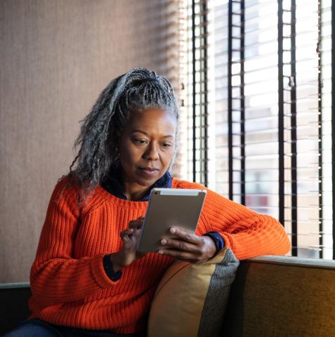 Woman using a tablet device